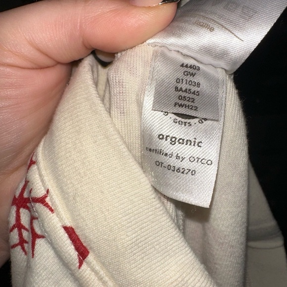 Hanna Andersson women’s cream red Christmas holiday print pajama jogger pants M - Picture 7 of 8